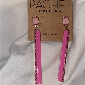 Rachel Roy long pink earrings